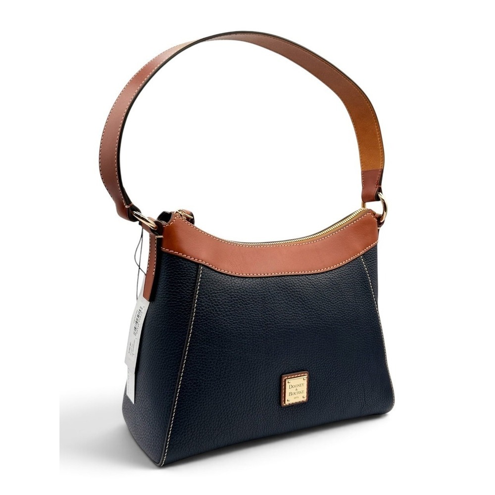 Dooney Bourke Midnight Blue Pebble Leather Large Raina Hobo Shoulder Bag Purse